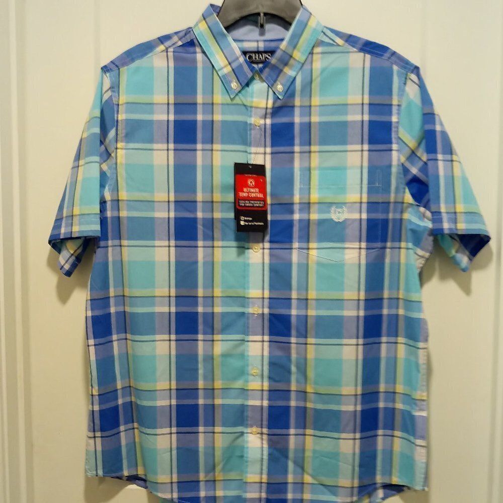Chaps Men's Plaid  Button Down Shirt Embroidered Logo XL $59